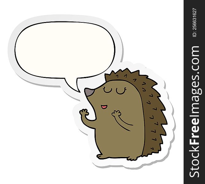 Cartoon Hedgehog And Speech Bubble Sticker