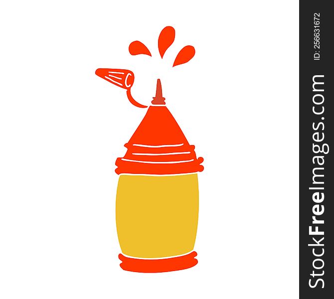 Flat Color Style Cartoon Ketchup Bottle
