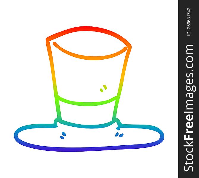 Rainbow Gradient Line Drawing Cartoon Top Hat