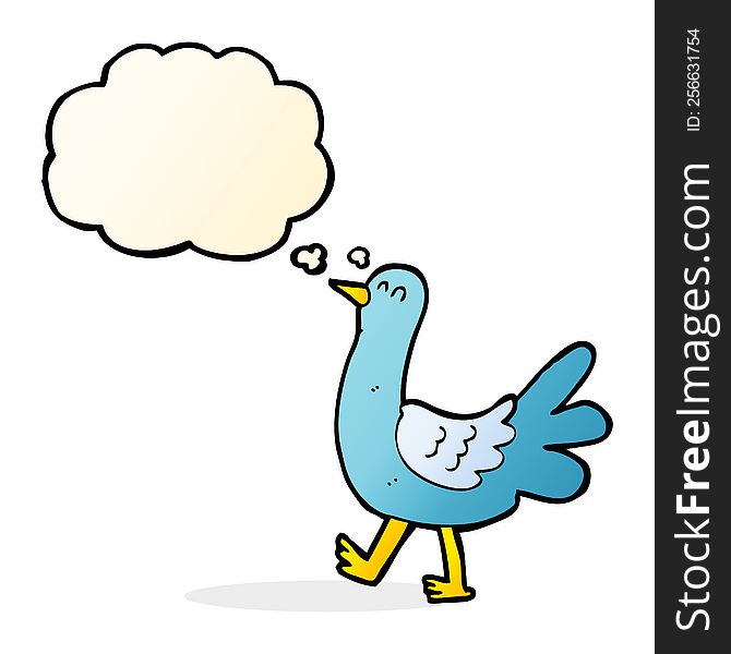 Cartoon Walking Bird With Thought Bubble