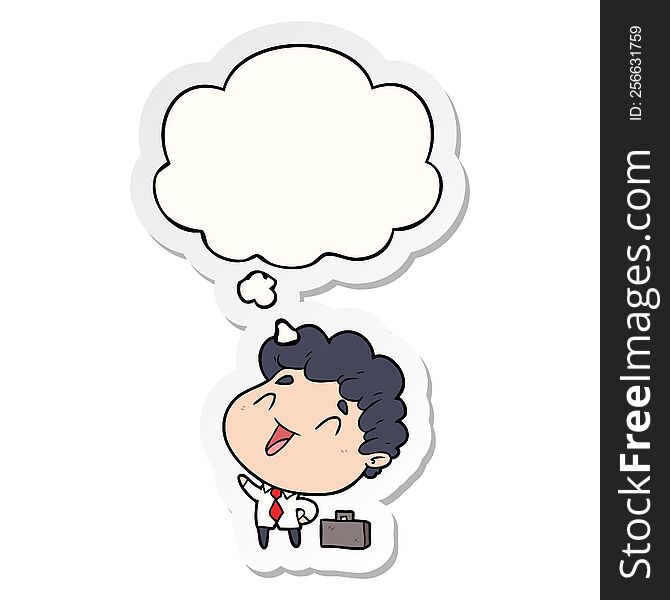 cartoon businessman with thought bubble as a printed sticker