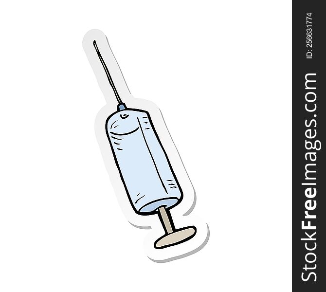 sticker of a cartoon syringe