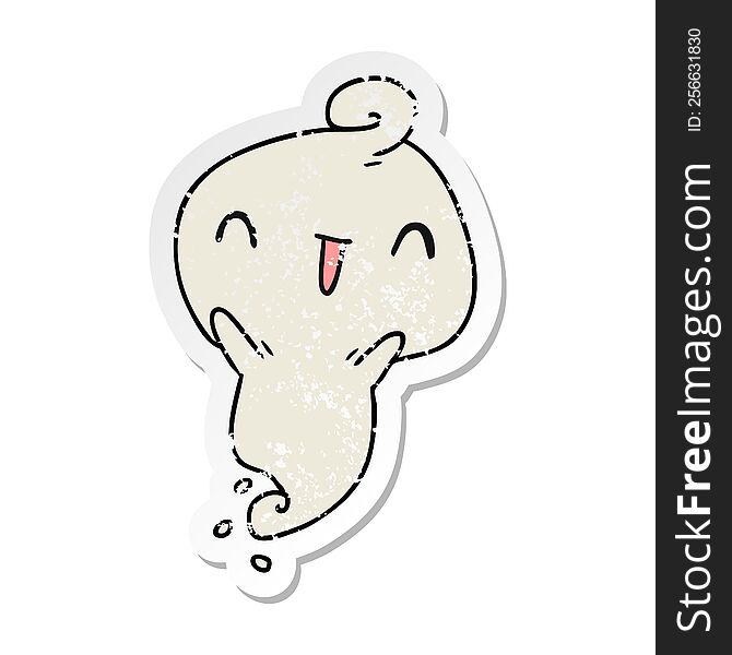 Distressed Sticker Cartoon Kawaii Cute Dead Ghost