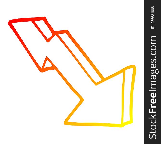 warm gradient line drawing of a cartoon business loss arrow