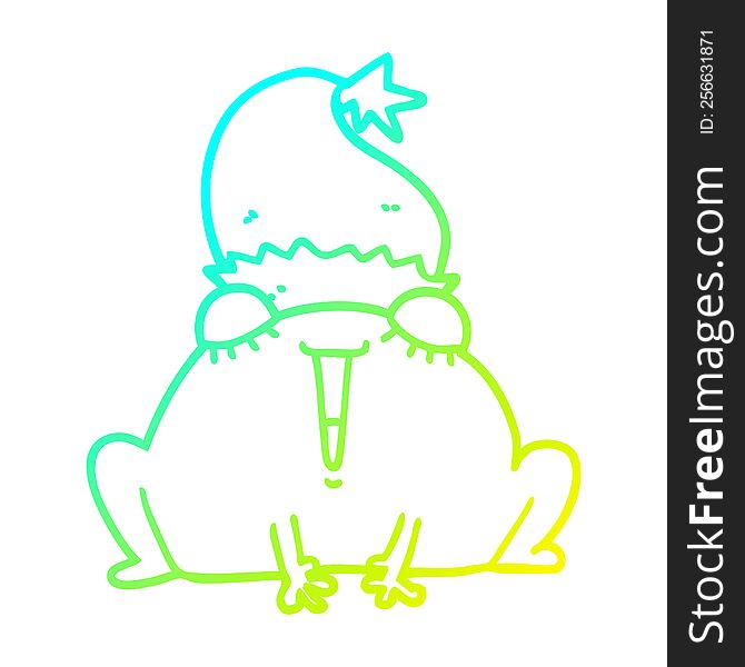 Cold Gradient Line Drawing Cute Cartoon Christmas Frog