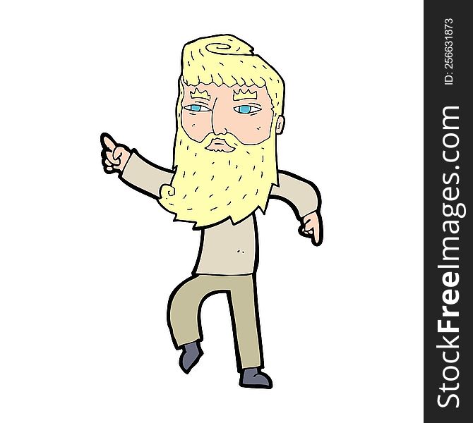 Cartoon Bearded Man Pointing The Way