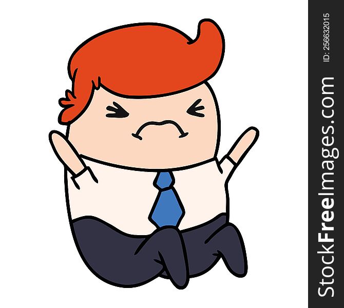 Cartoon Of An Angry Kawaii Business Man