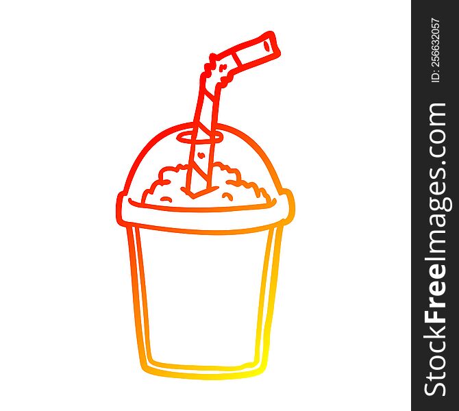 warm gradient line drawing of a iced smoothie