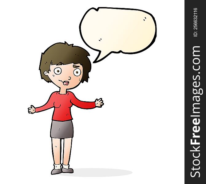 cartoon confused woman with speech bubble