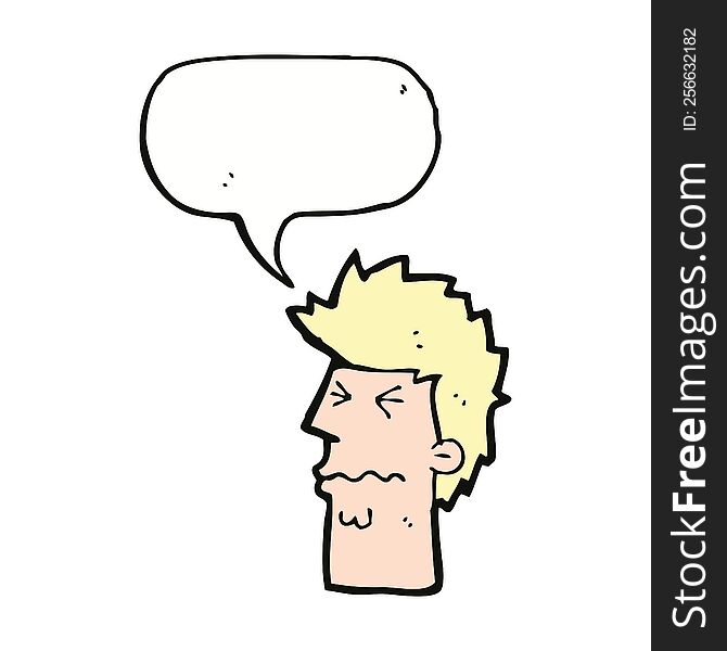 Cartoon Stressed Out Face With Speech Bubble