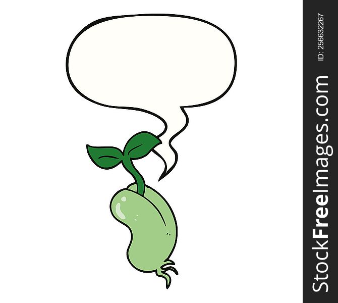 cartoon sprouting seed with speech bubble. cartoon sprouting seed with speech bubble