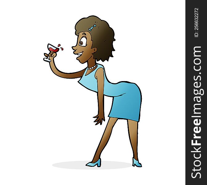 Cartoon Woman With Drink