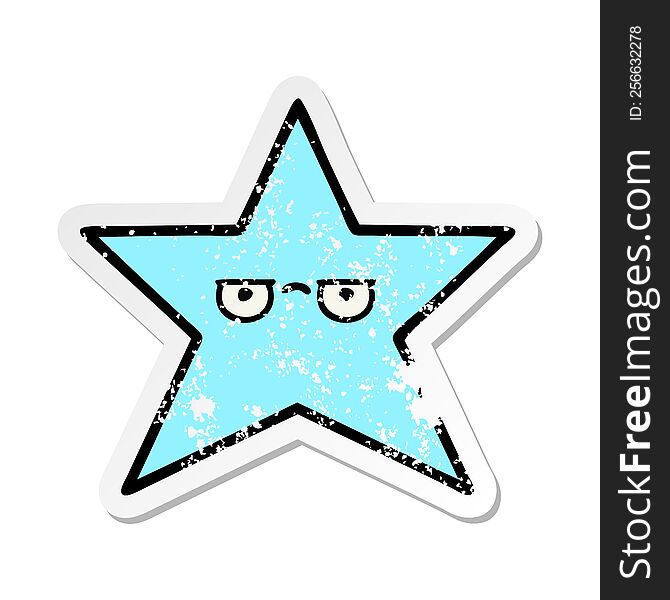 distressed sticker of a cute cartoon star fish