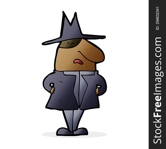 Cartoon Man In Coat And Hat