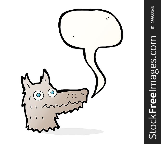 Cartoon Wolf Head With Speech Bubble