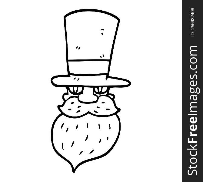 Line Drawing Cartoon Man In Top Hat