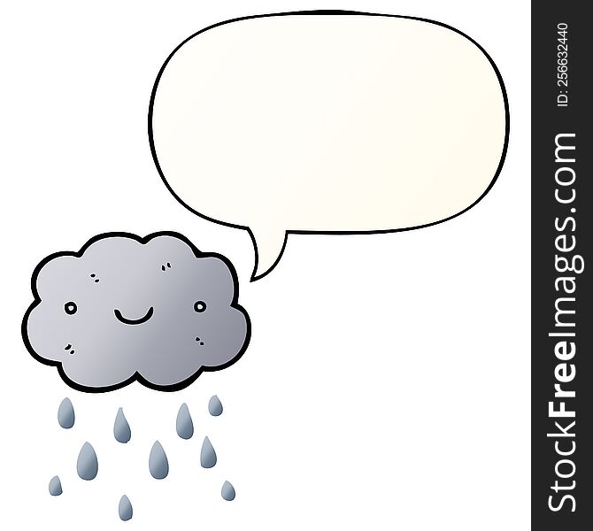 cute cartoon cloud with speech bubble in smooth gradient style