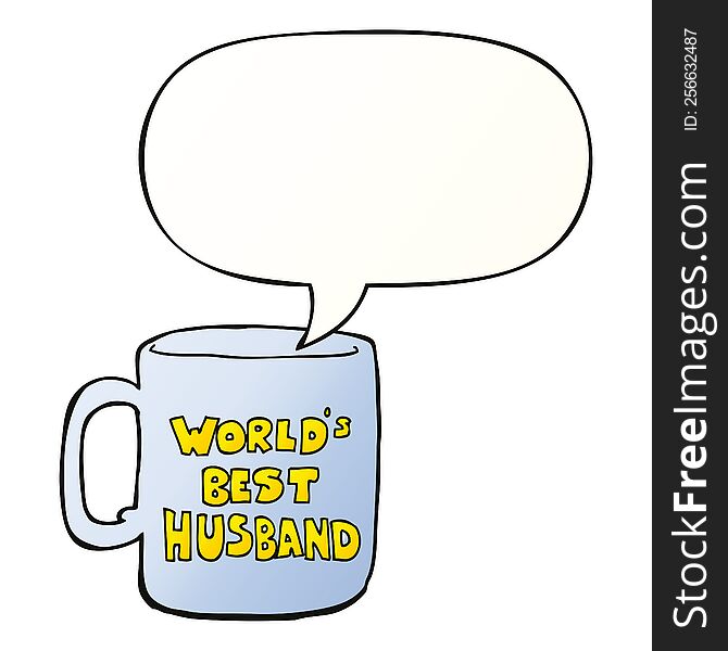 worlds best husband mug with speech bubble in smooth gradient style