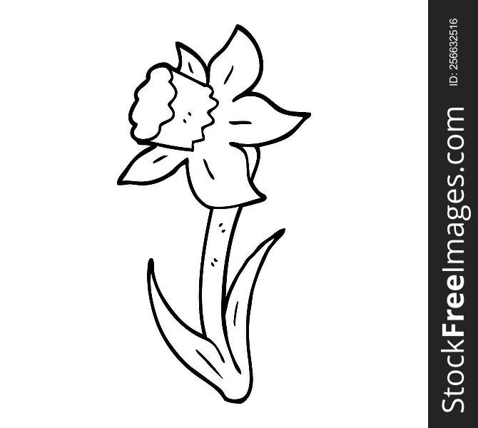 black and white cartoon daffodil