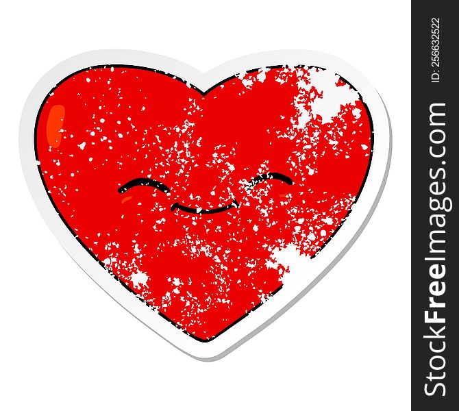 Distressed Sticker Of A Cartoon Happy Love Heart