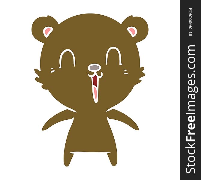 Happy Laughing Flat Color Style Cartoon Bear