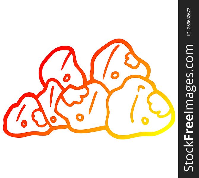 warm gradient line drawing of a cartoon gold clusters