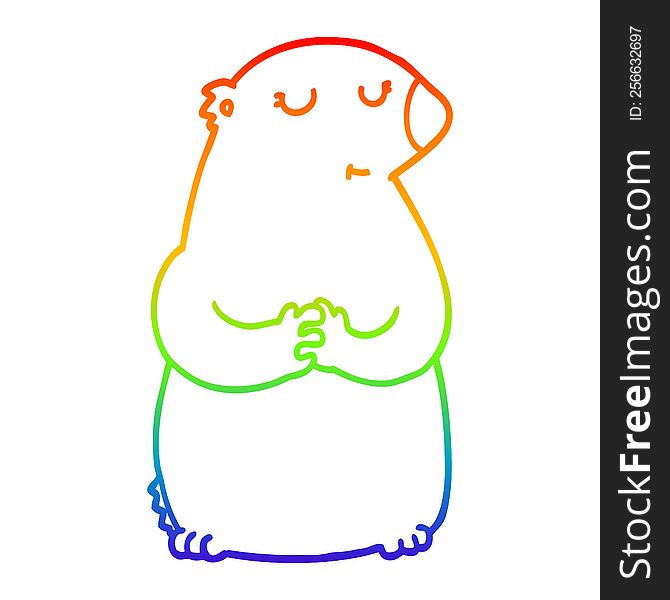 Rainbow Gradient Line Drawing Cute Cartoon Bear