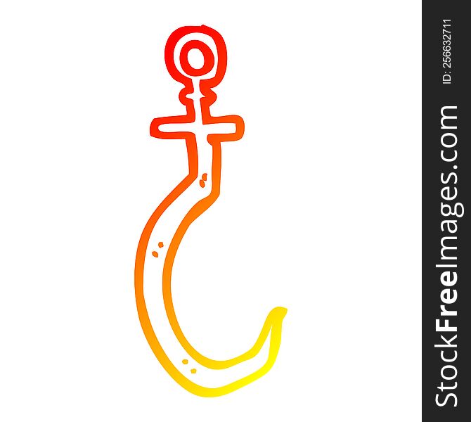 warm gradient line drawing of a cartoon fish hook