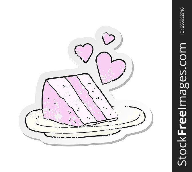 Retro Distressed Sticker Of A Cartoon Lovely Cake