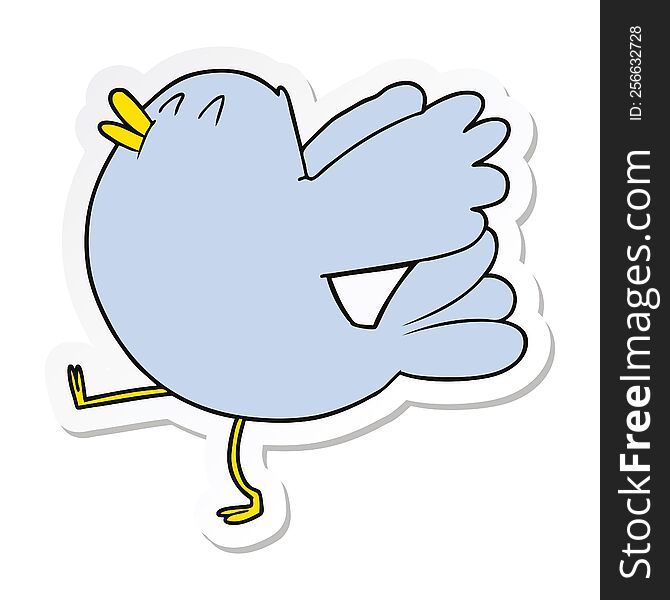 sticker of a cartoon flapping bird