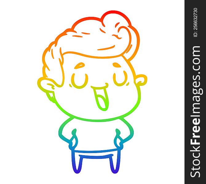 rainbow gradient line drawing of a happy cartoon man