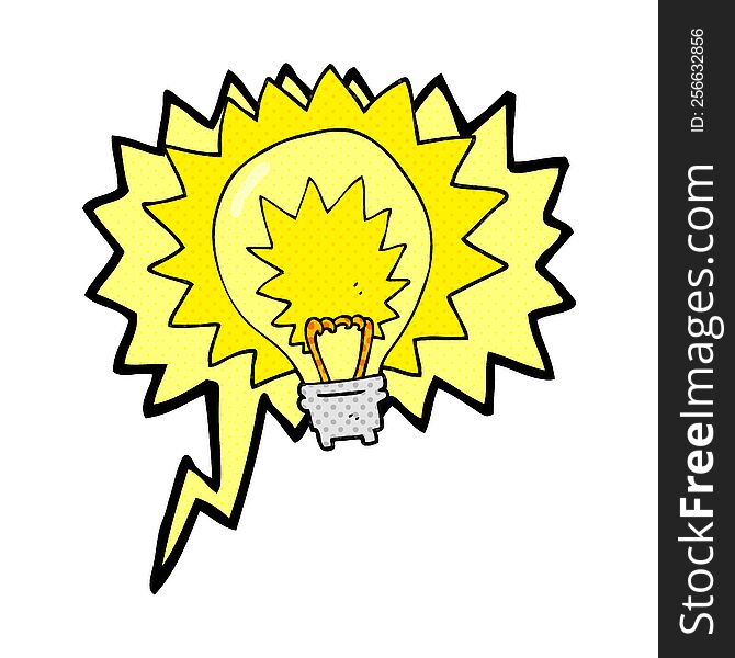 freehand drawn comic book speech bubble cartoon light bulb shining