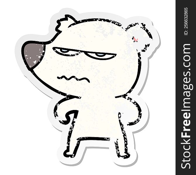 Distressed Sticker Of A Angry Bear Polar Cartoon