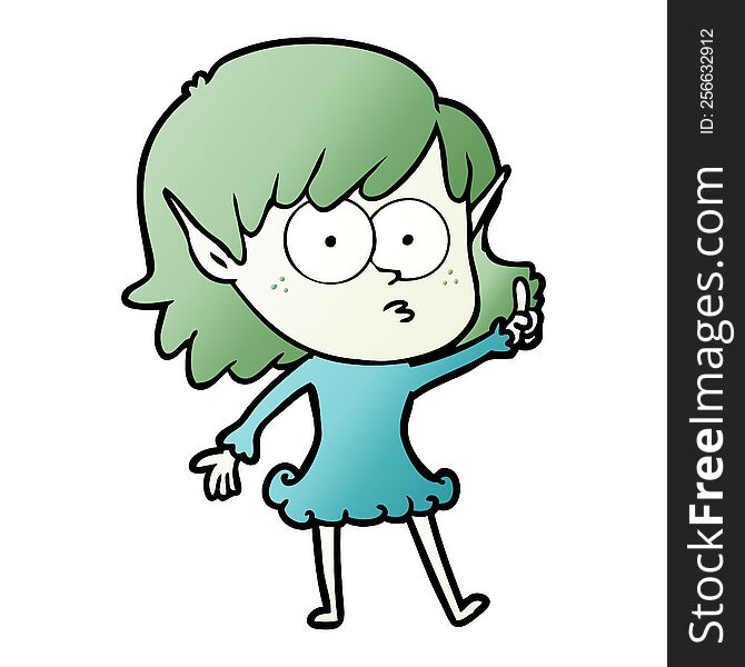 cartoon shocked elf girl. cartoon shocked elf girl
