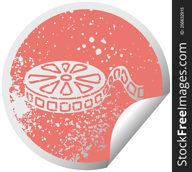 Distressed Circular Peeling Sticker Symbol Film Reel