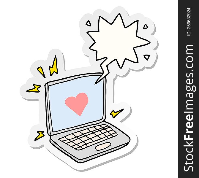 internet dating cartoon  with speech bubble sticker