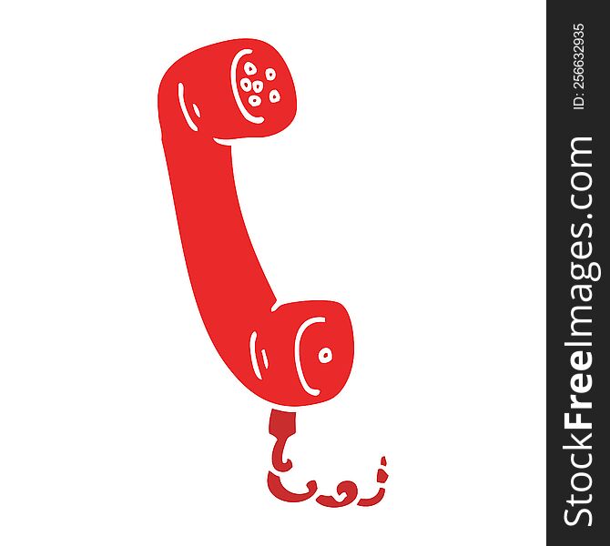 flat color illustration cartoon telephone handset