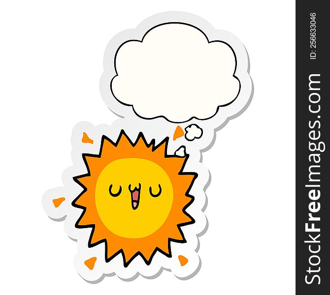 Cartoon Sun And Thought Bubble As A Printed Sticker