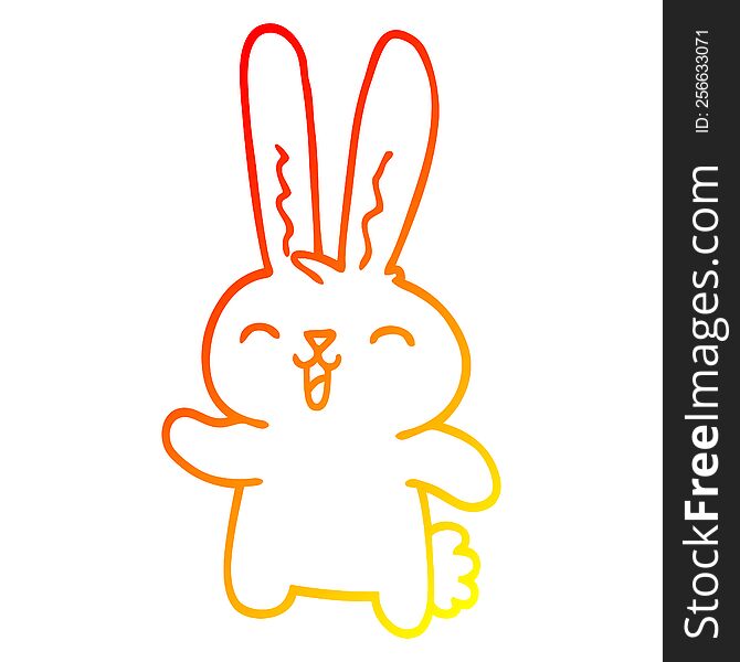 warm gradient line drawing of a cartoon jolly rabbit