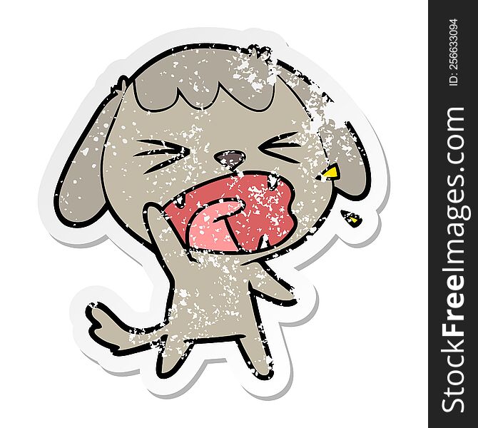 distressed sticker of a cute cartoon dog barking