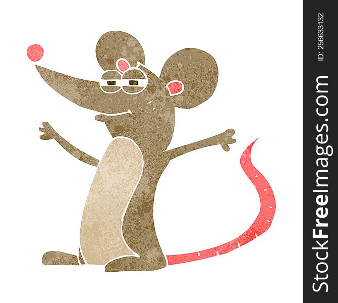 freehand retro cartoon mouse