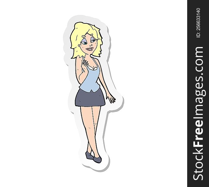 Sticker Of A Cartoon Attractive Office Woman