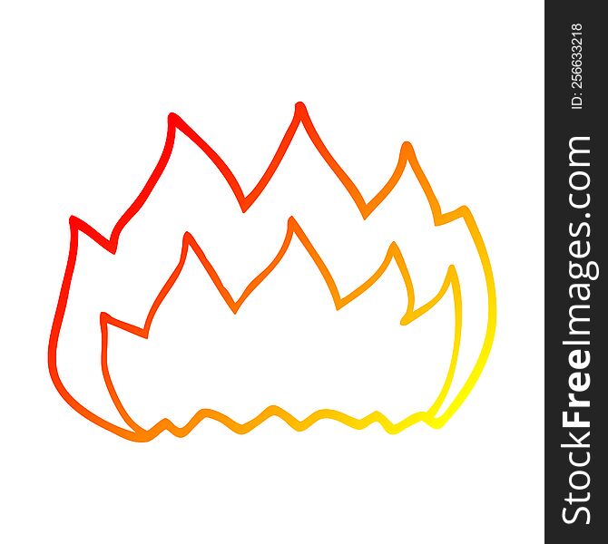 Warm Gradient Line Drawing Cartoon Hot Flame
