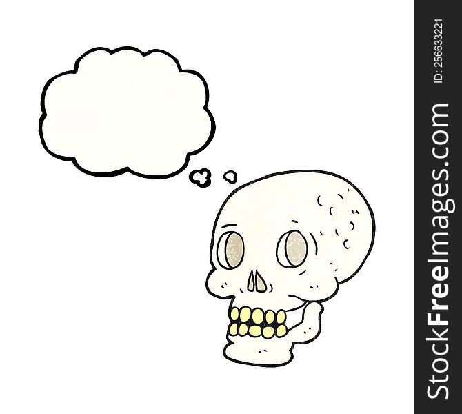 freehand drawn thought bubble textured cartoon halloween skull