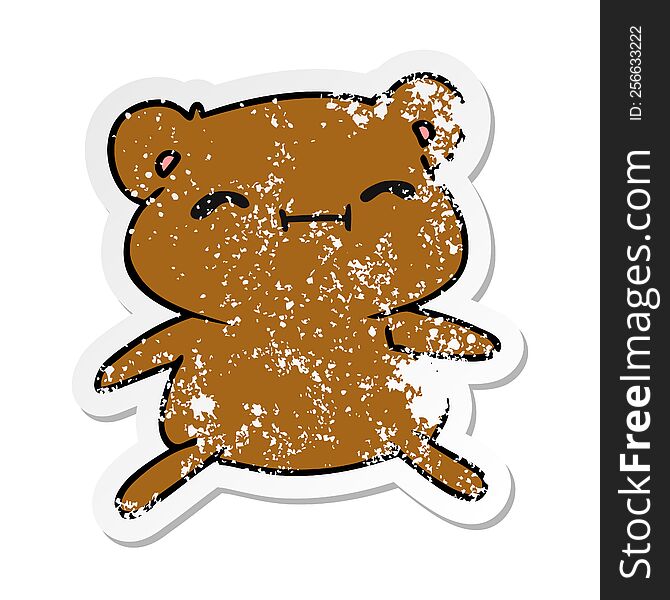 Distressed Sticker Cartoon Kawaii Cute Teddy Bear