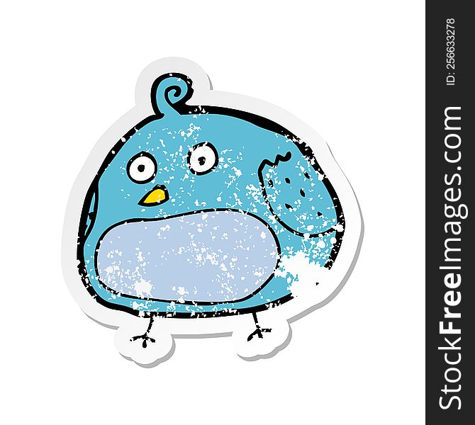 retro distressed sticker of a cartoon fat bird