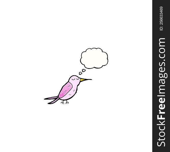 cartoon hummingbird with thought bubble