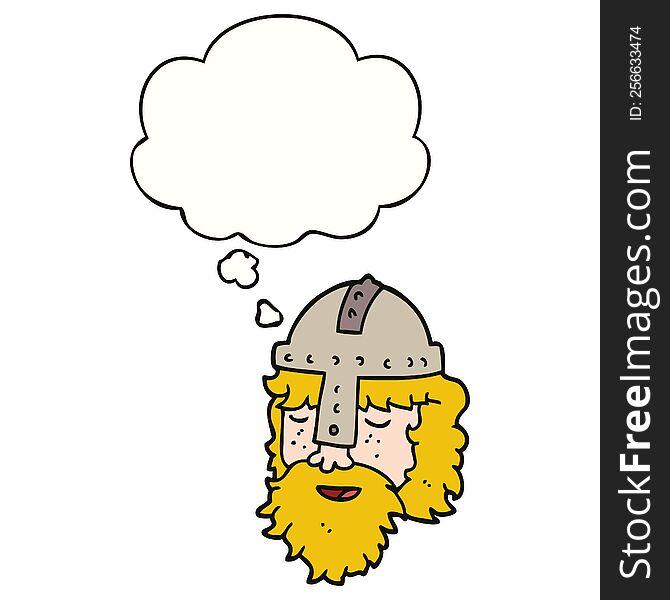 Cartoon Viking Face And Thought Bubble