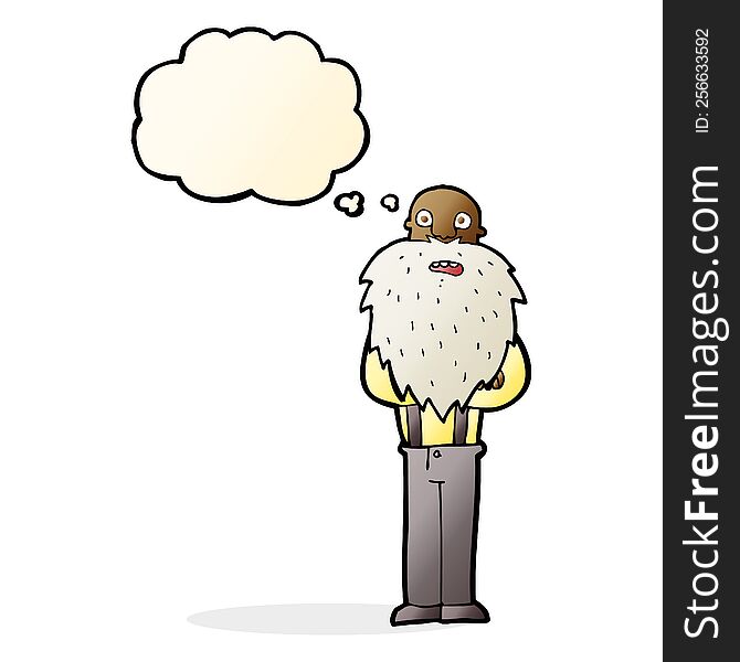 Cartoon Bearded Old Man With Thought Bubble