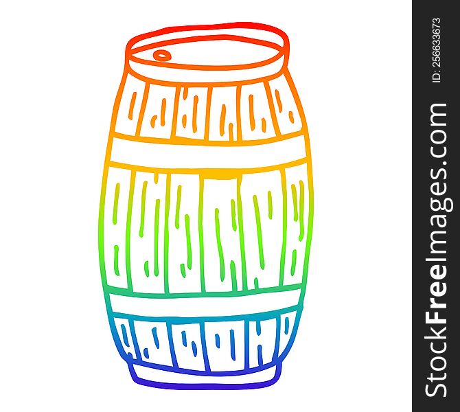 rainbow gradient line drawing of a cartoon beer barrel